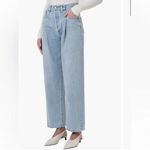 AGOLDE Fold Waistband Ankle Wide Leg Jeans sideline